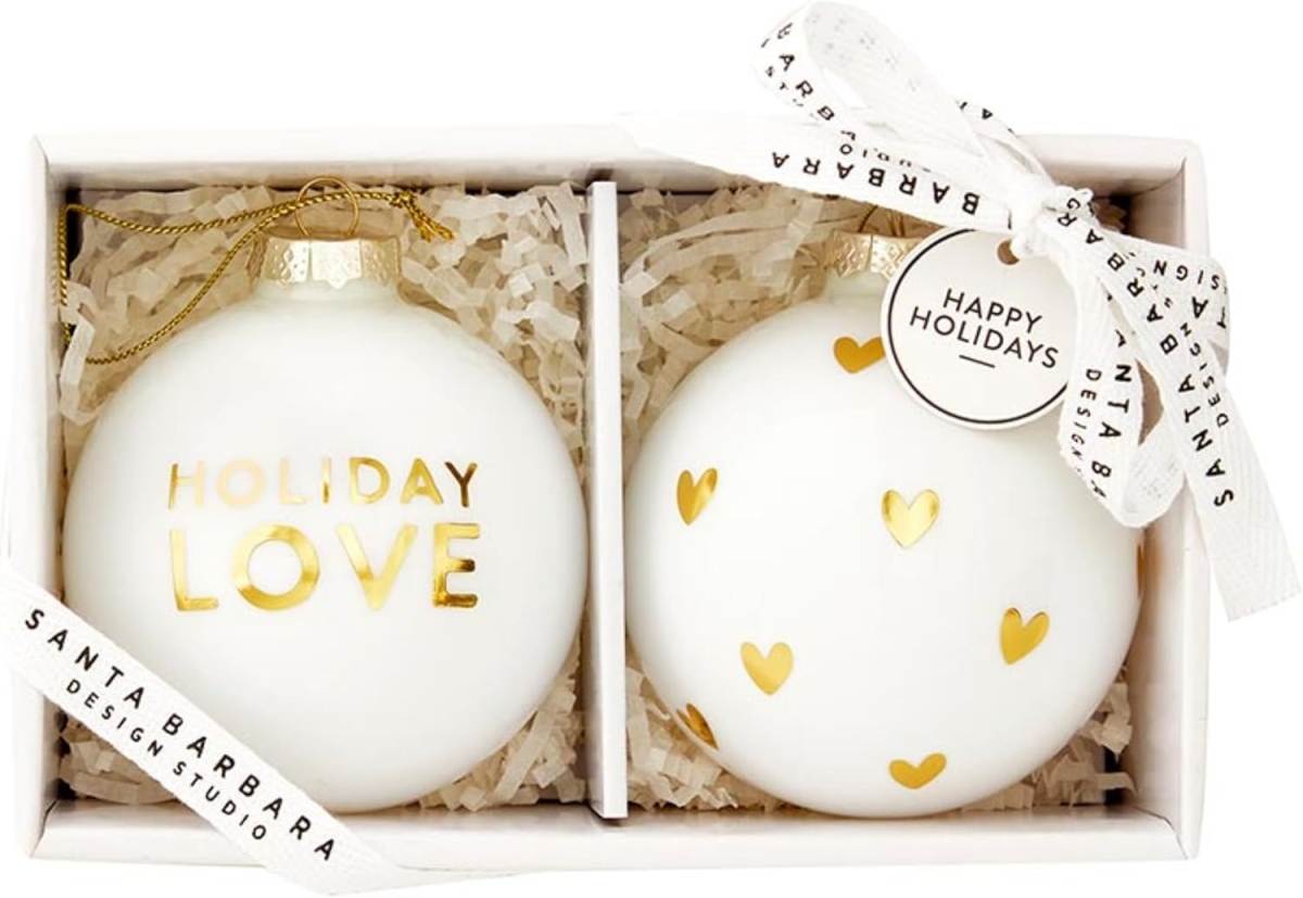 Picture of Santa Barbara Design Studio N6005 Glass Ornament Set&#44; Holiday Love