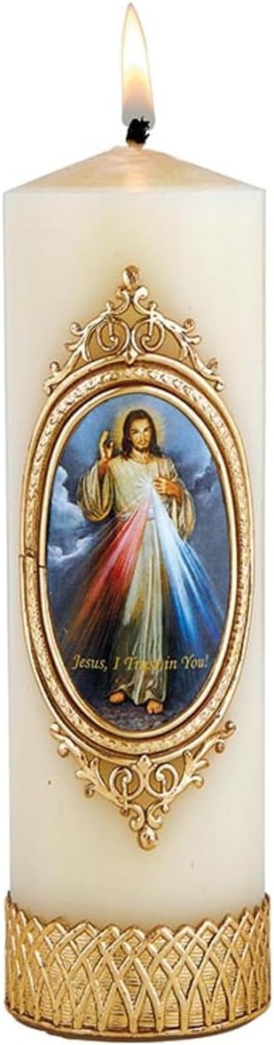 Picture of Will & Baumer N7395 Hand Decorated Devotional Candle&#44; Divine Mercy