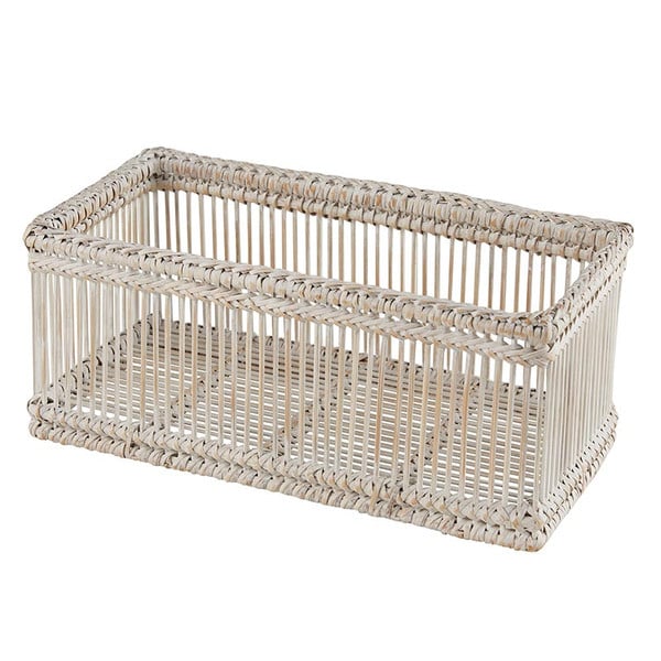 Picture of 47th & Main DMR753 12 x 6 x 5 in. Decorative Woven Rattan Bin Bamboo Storage Container&#44; White Wash