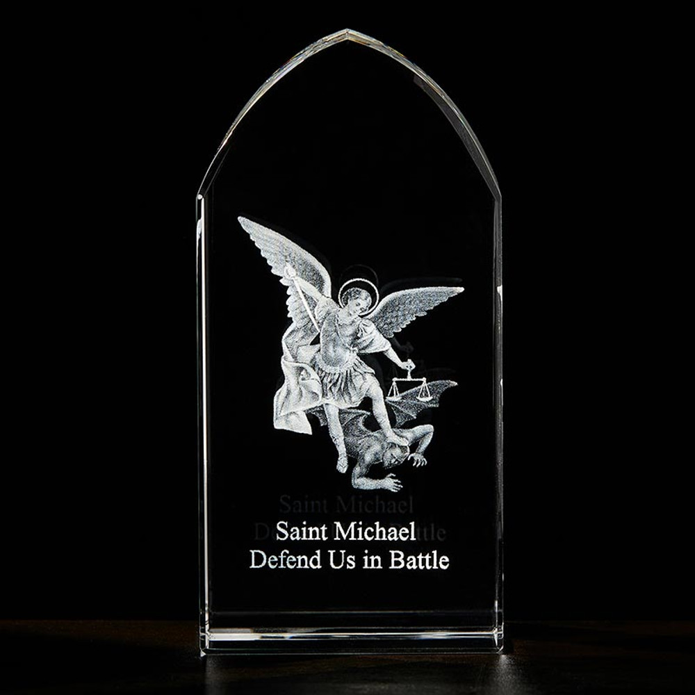 P5190 Saint Michael Etched Glass Stand