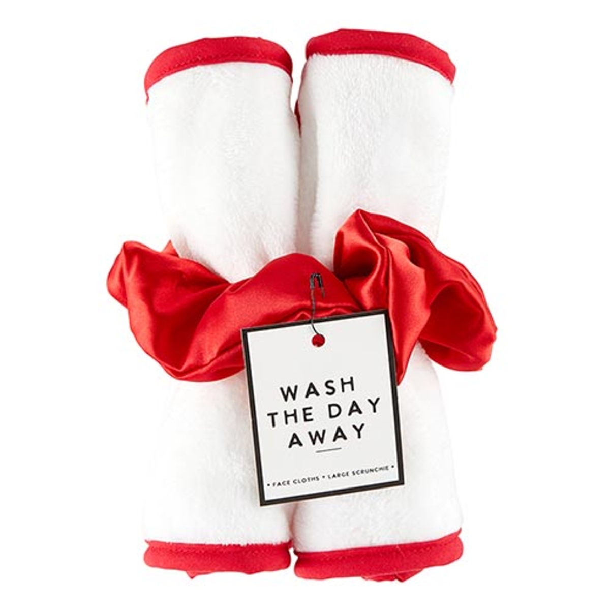 Picture of Bella Apparel P6864 Plush Face Cloth Set&#44; White with Red Trim