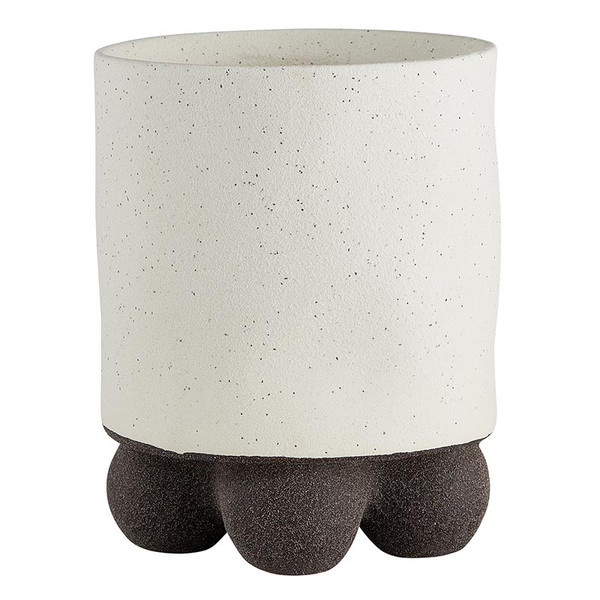 Picture of 47th & Main FMR115 4 Dia. x 5 in. Modern Ceramic Footed Vase for Home Decor&#44; White & Black - Large