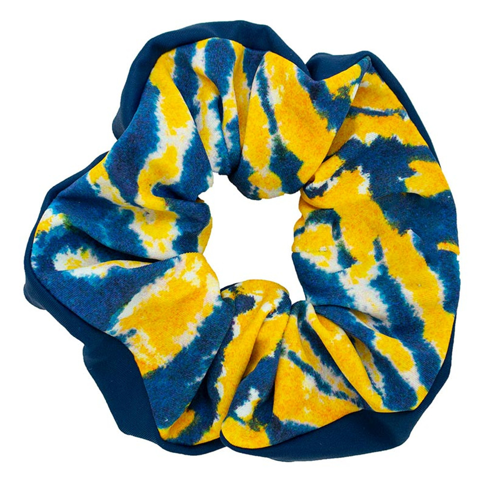 P03683 Single Hair Scrunchie, Navy & Sunshine Tie Dye