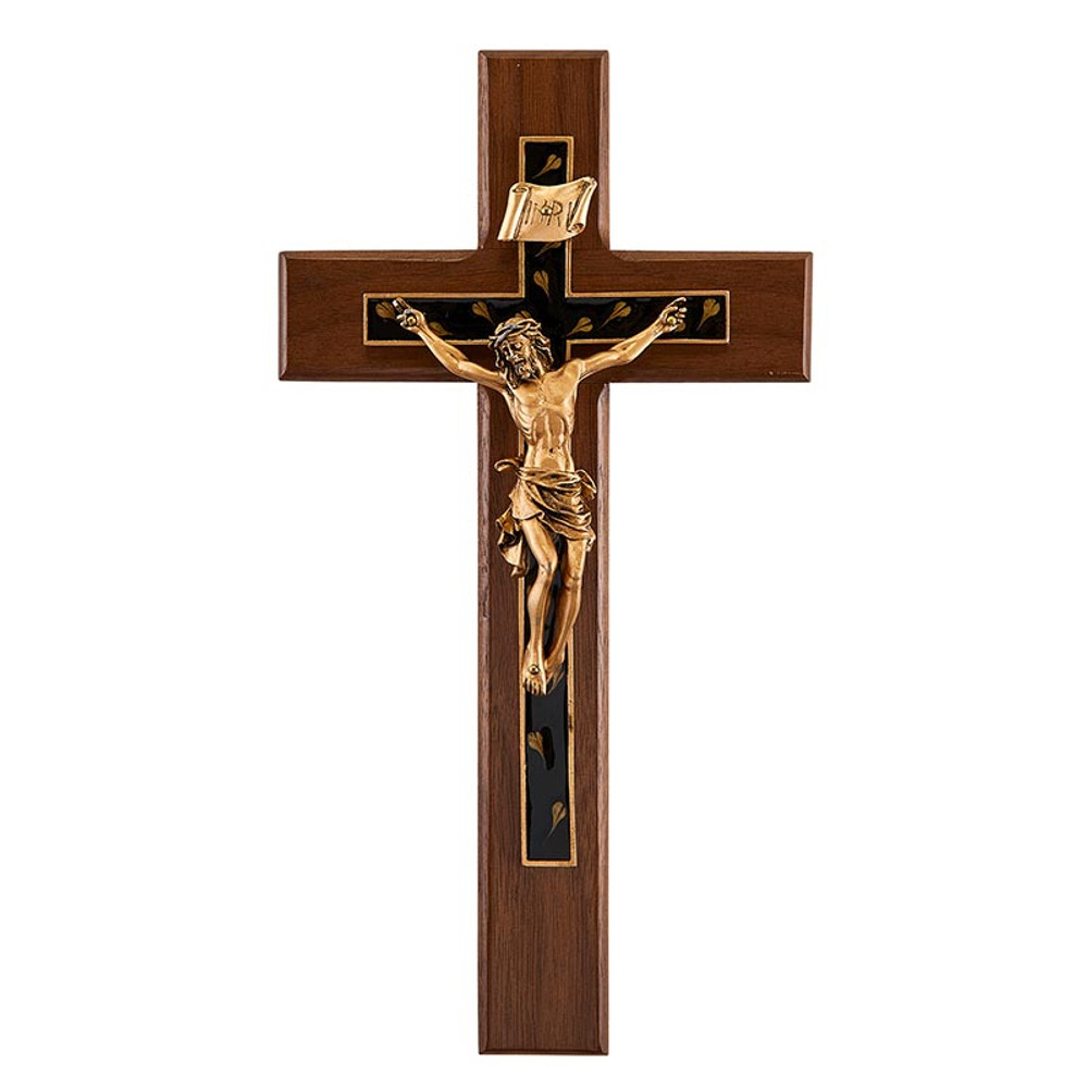 JC-7117-L 10 in. Walnut Overlay Crucifix