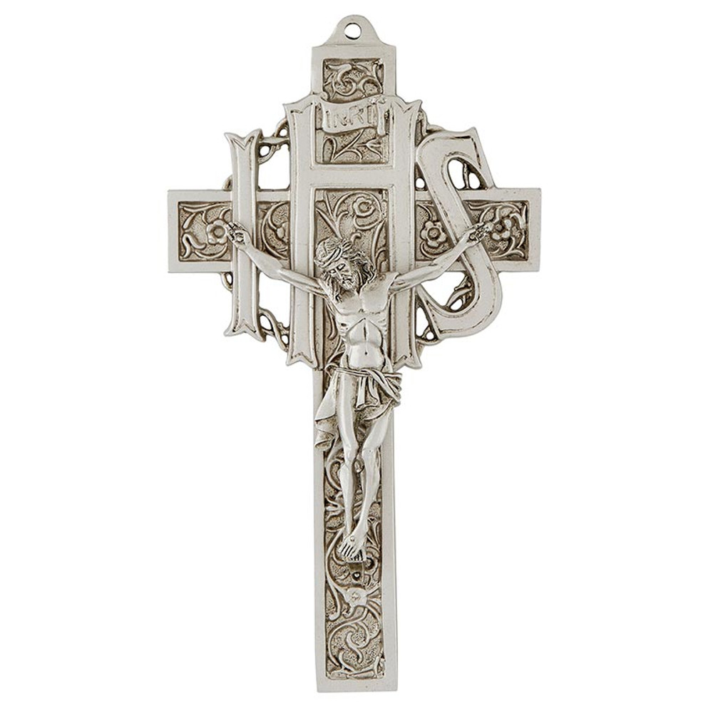 JC-851-E 9 in. Antique Pewter Filigree Crucifix