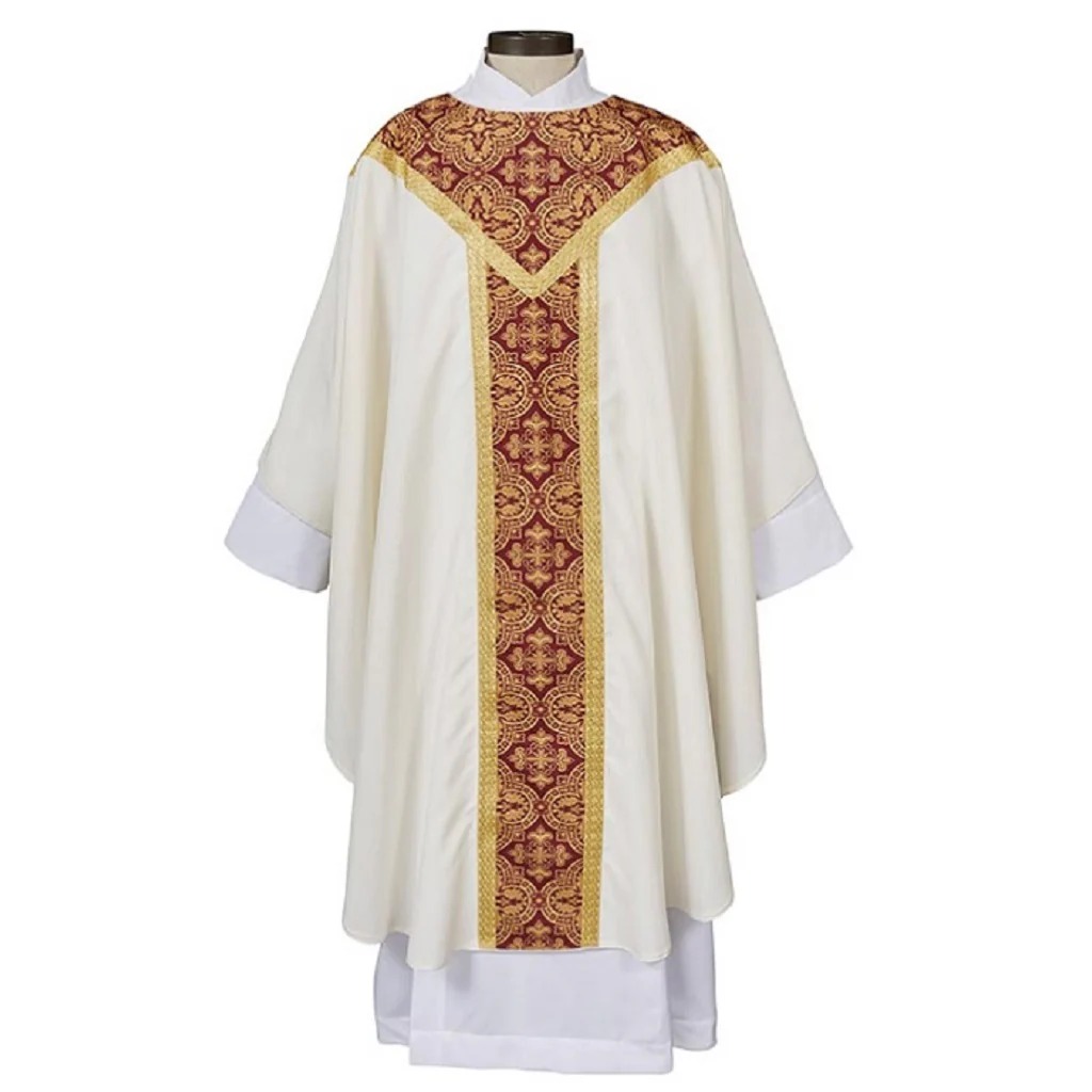 G4047IVY Taormina Collection Chasuble with Inner Stole - Ivory