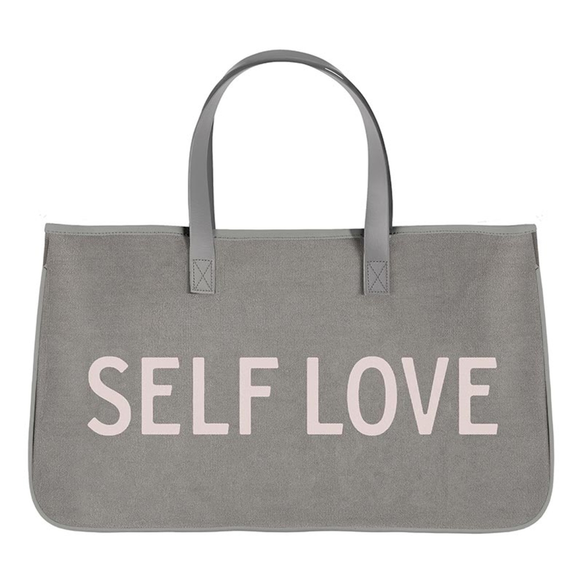 Picture of Bella Apparel N2606 Gray Canvas Tote Bag&#44; Self Love