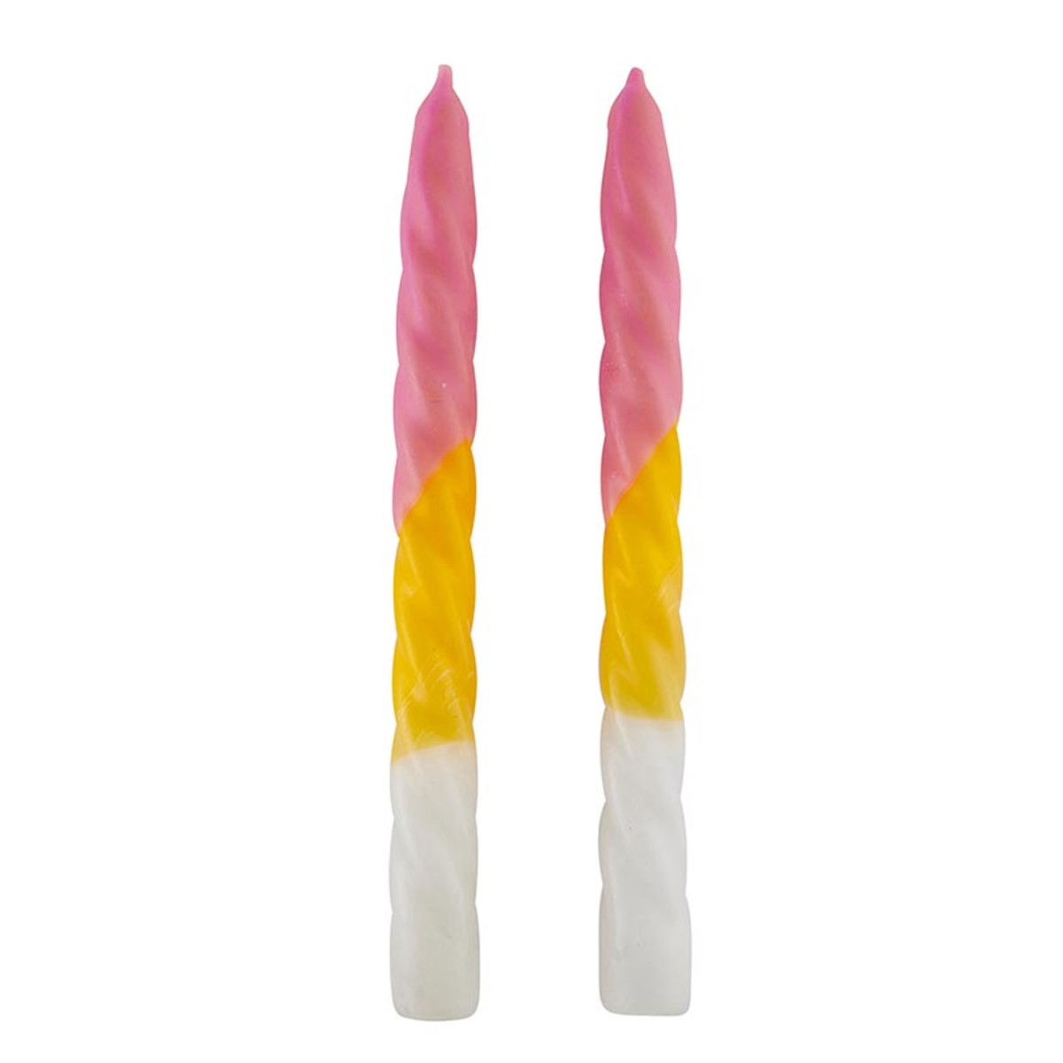 Picture of Slant 10-02812-018 Tapered Candle - Yellow & Pink Birthday - Set of 2