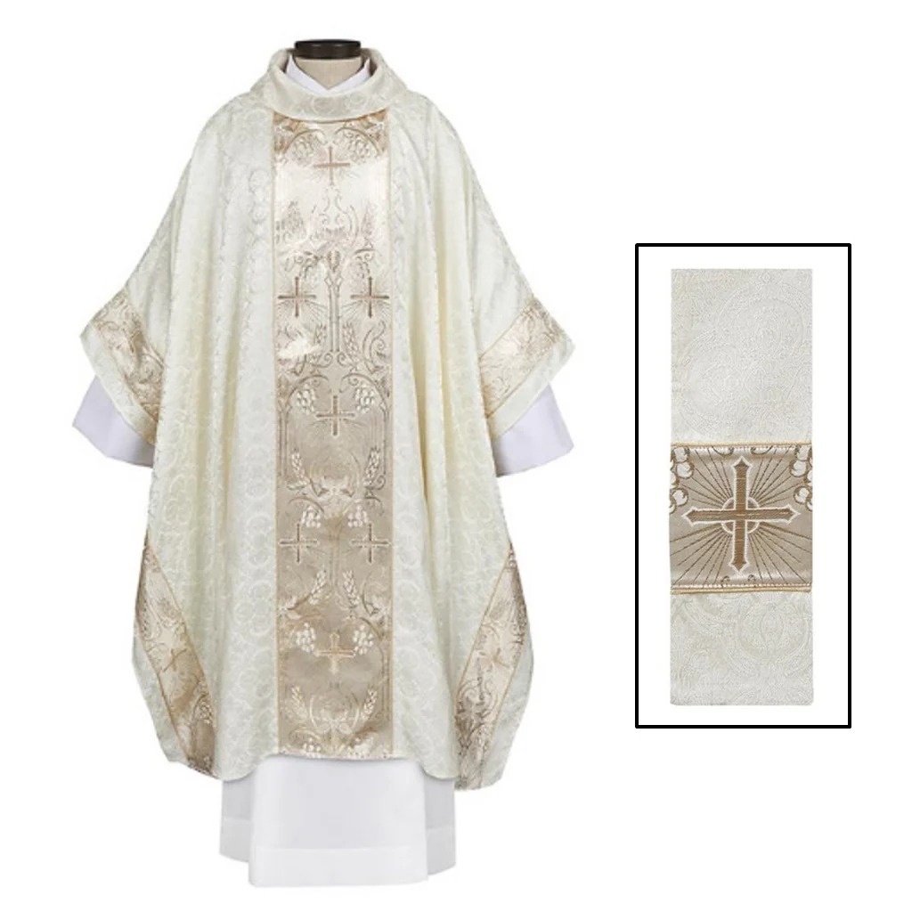 N1945IVY Chartres Monastic Chasuble with Inner Stole - Ivory