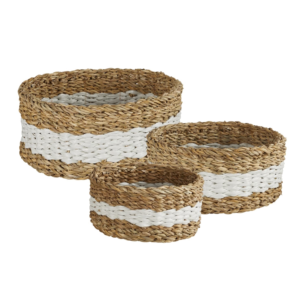 Picture of 47th & Main CMR393 White Stripe Round Basket - Set of 3