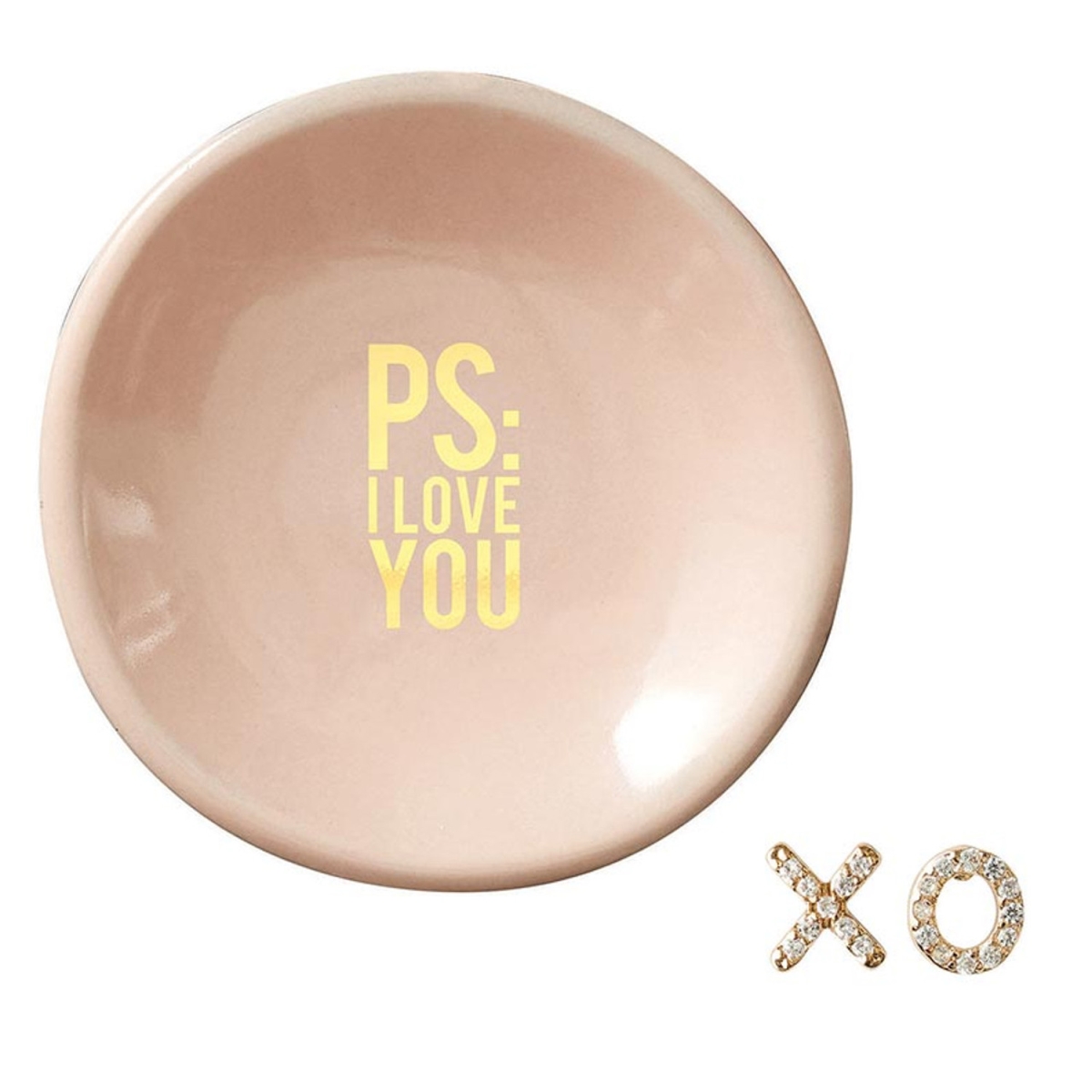 Picture of Santa Barbara Design Studio L1831 Ceramic Ring Dish Tray & Earrings&#44; PS I Love You
