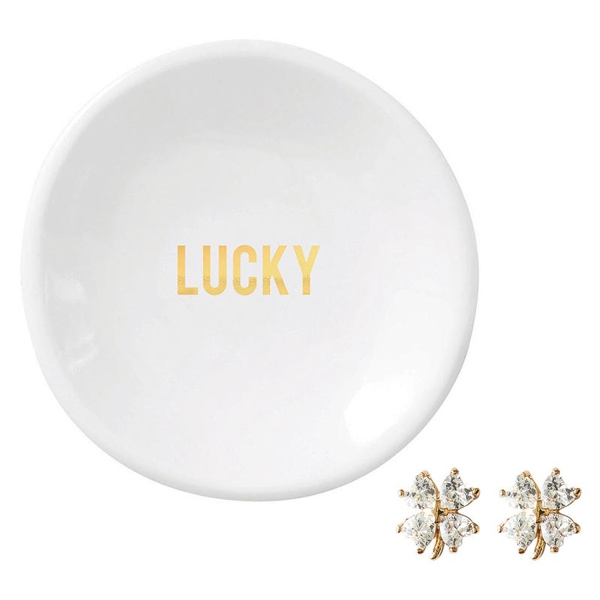 Picture of Santa Barbara Design Studio L1835 Ceramic Ring Dish Tray & Earrings&#44; Lucky