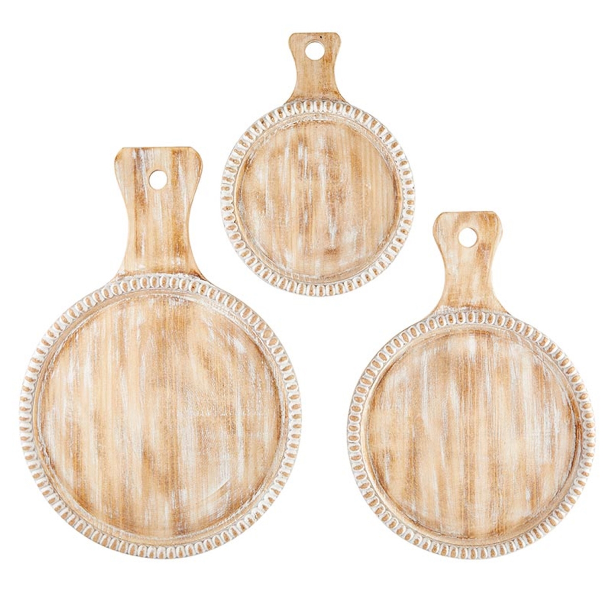 Picture of 47th & Main CMR926 Beaded Wood Trays&#44; Set of 3