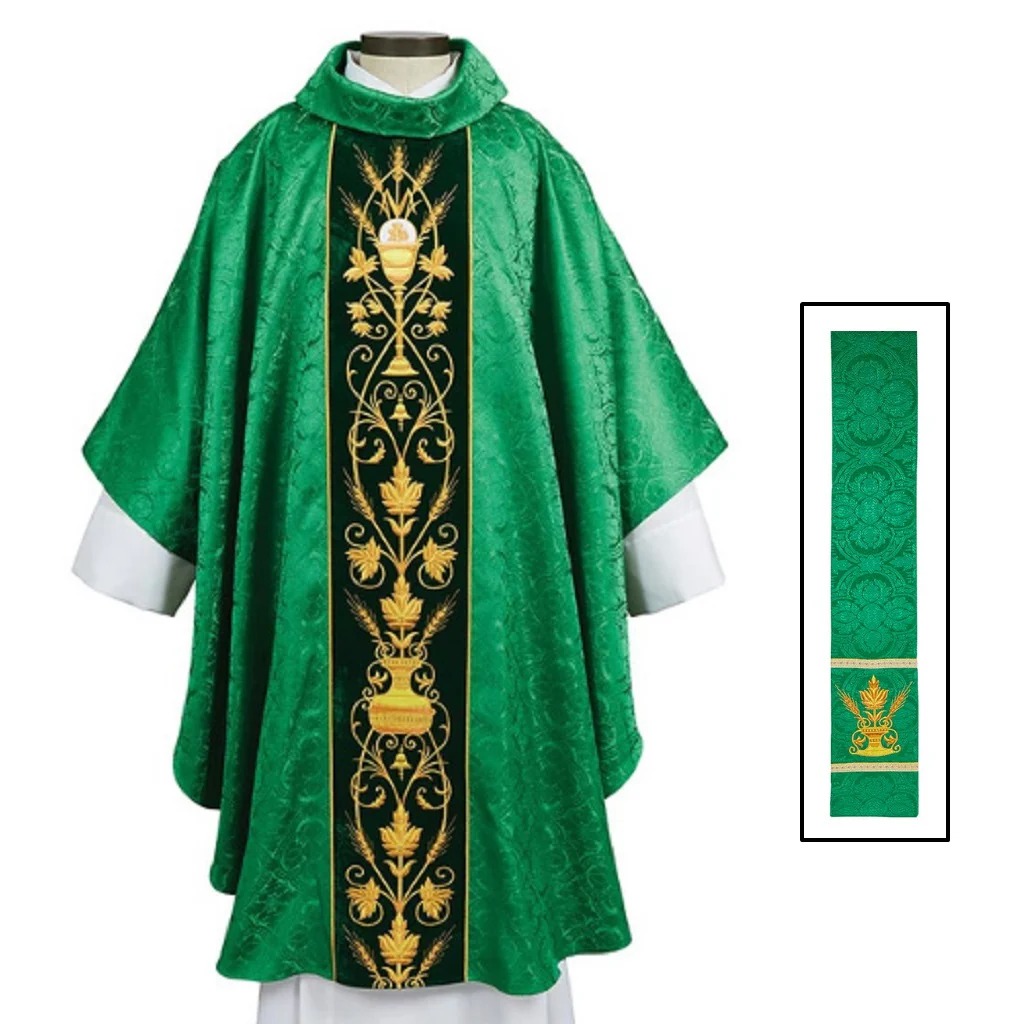 L5024GRN Corpus Christi Collection Chasuble with Inner Stole - Green