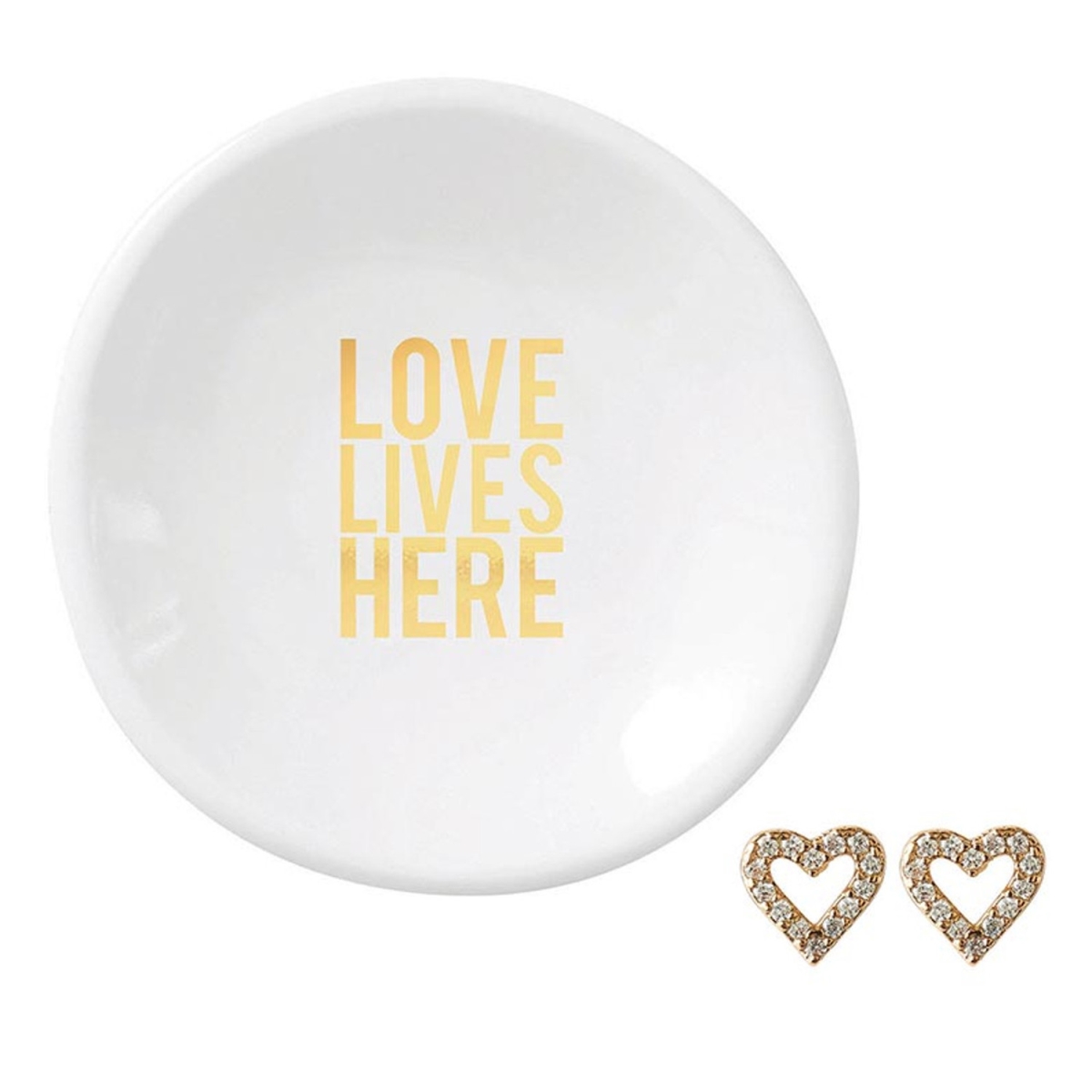 Picture of Santa Barbara Design Studio L1832 Ceramic Ring Dish Tray & Earrings&#44; Love Lives Here