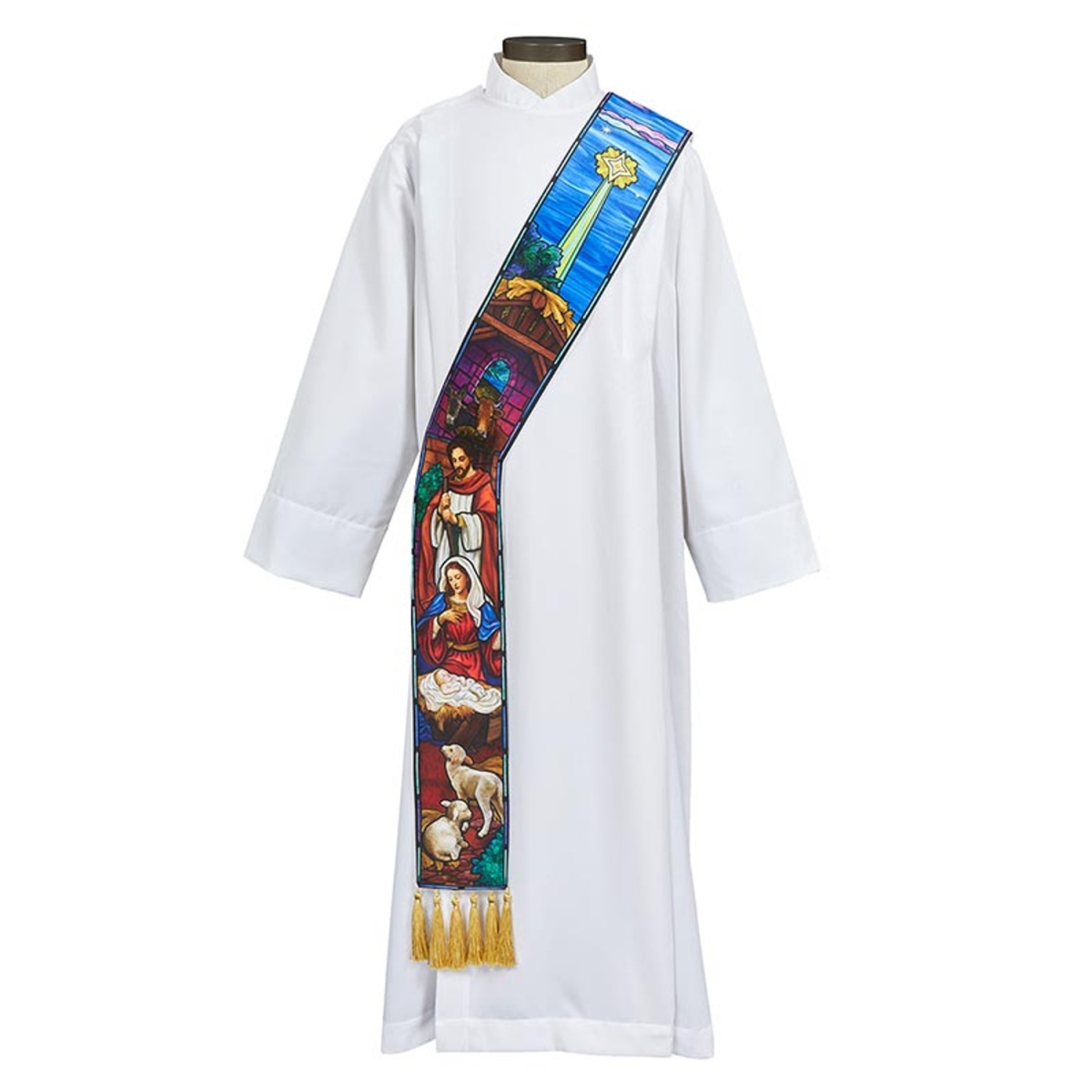 L6437 Stained Glass Nativity Collection Deacon Stole