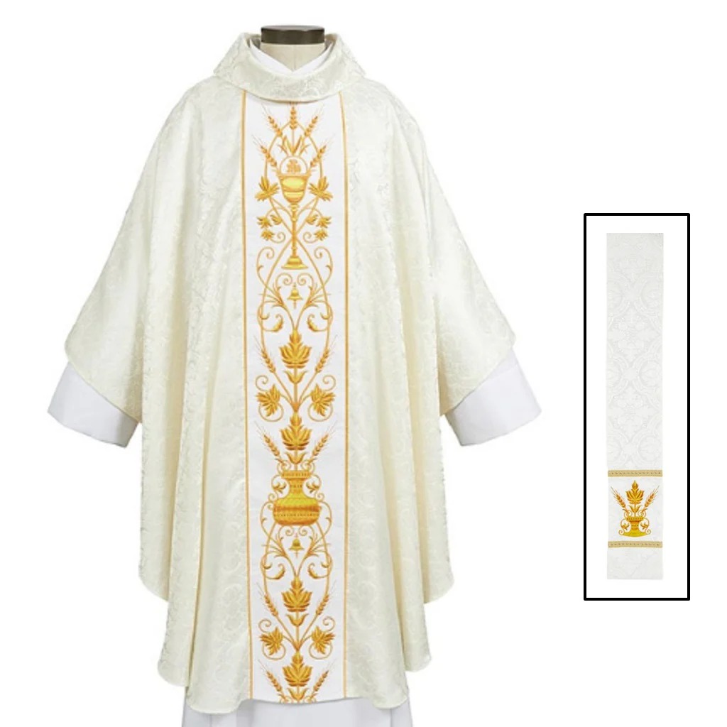 L5024IVY Corpus Christi Collection Chasuble with Inner Stole - Ivory