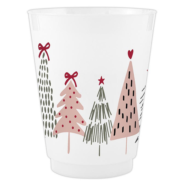 P6617 16 oz Frost Cups - Christmas Trees