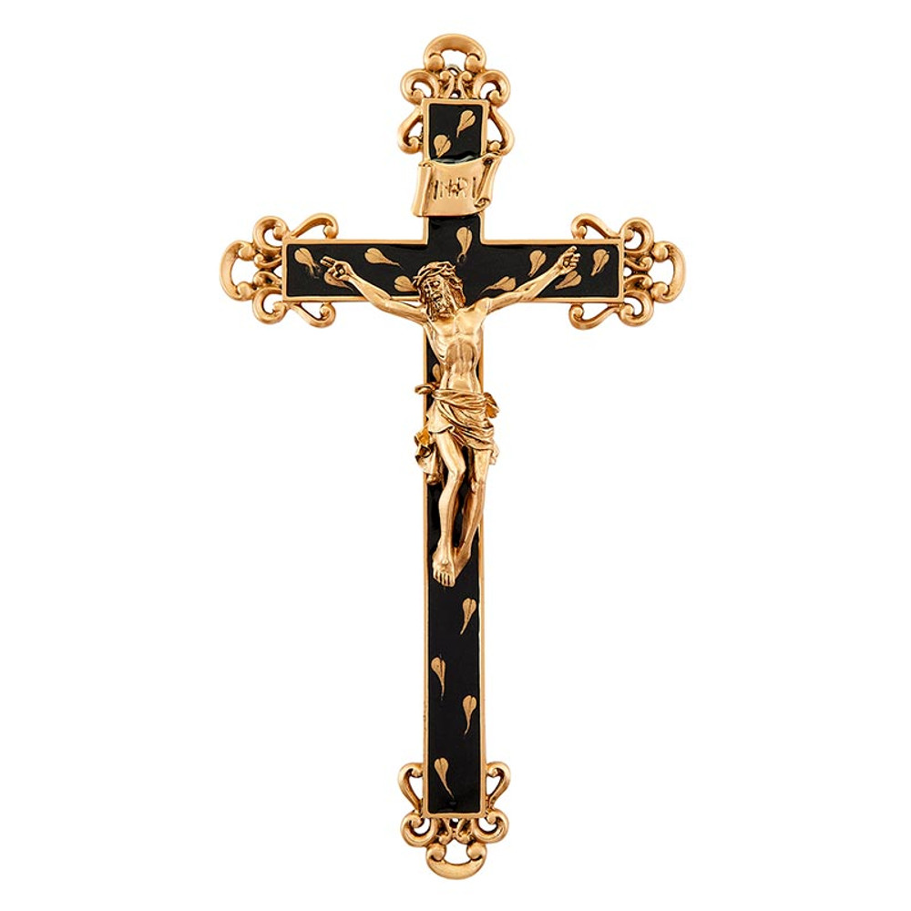 JC-7101-L 10 in. Black & Gold Crucifix