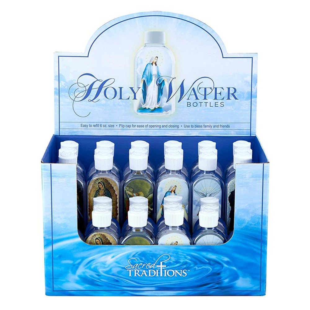N7838 Holy Water Bottle Display - 6 Assorted - 36 Piece