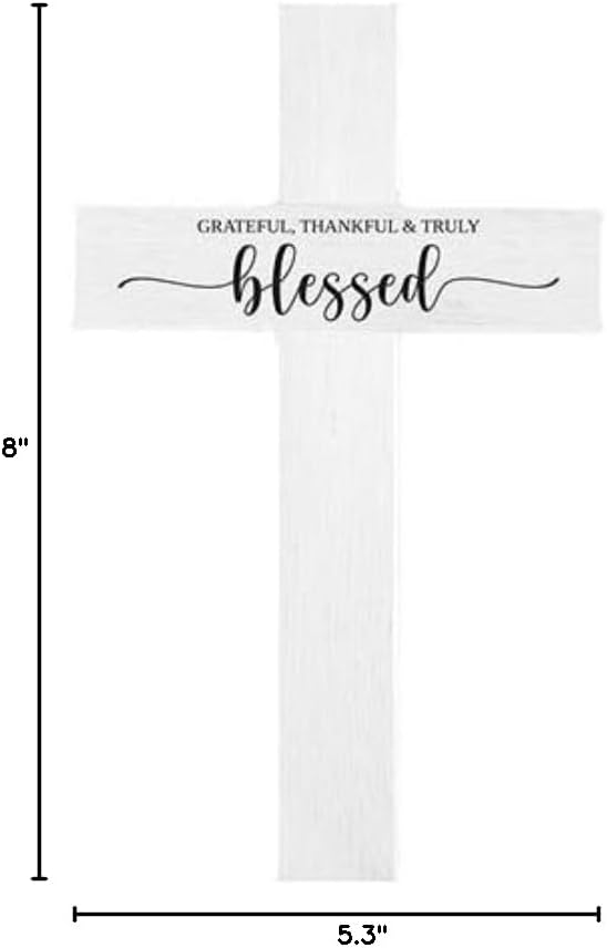 Picture of Faithworks N7593 Grateful Thankful Blessed Wall Wooden Cross