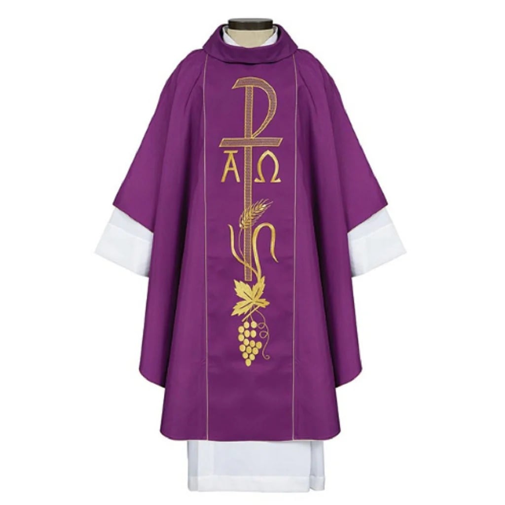 N7293PRP San Remo Collection Chasuble with Inner Stole - Purple