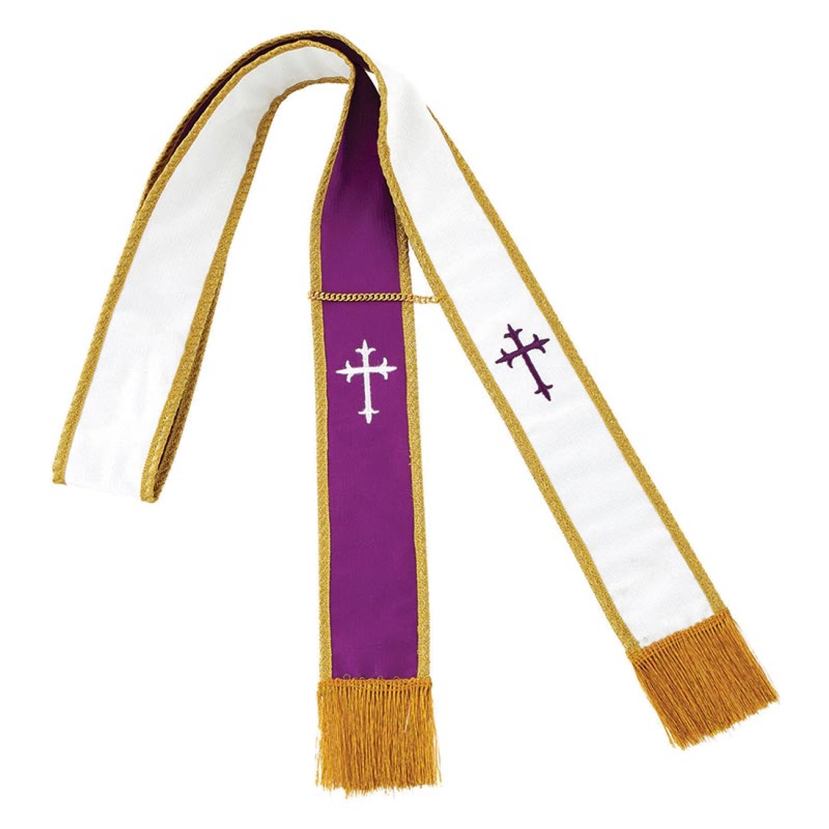 N7297 Reversible Purple & White Confessional Stole