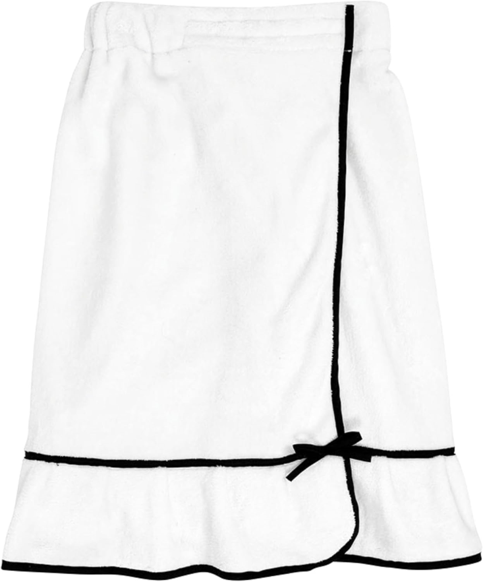 Picture of Bella Apparel N5805 Plush Spa Wrap - Warm White & Black Trim - One Size