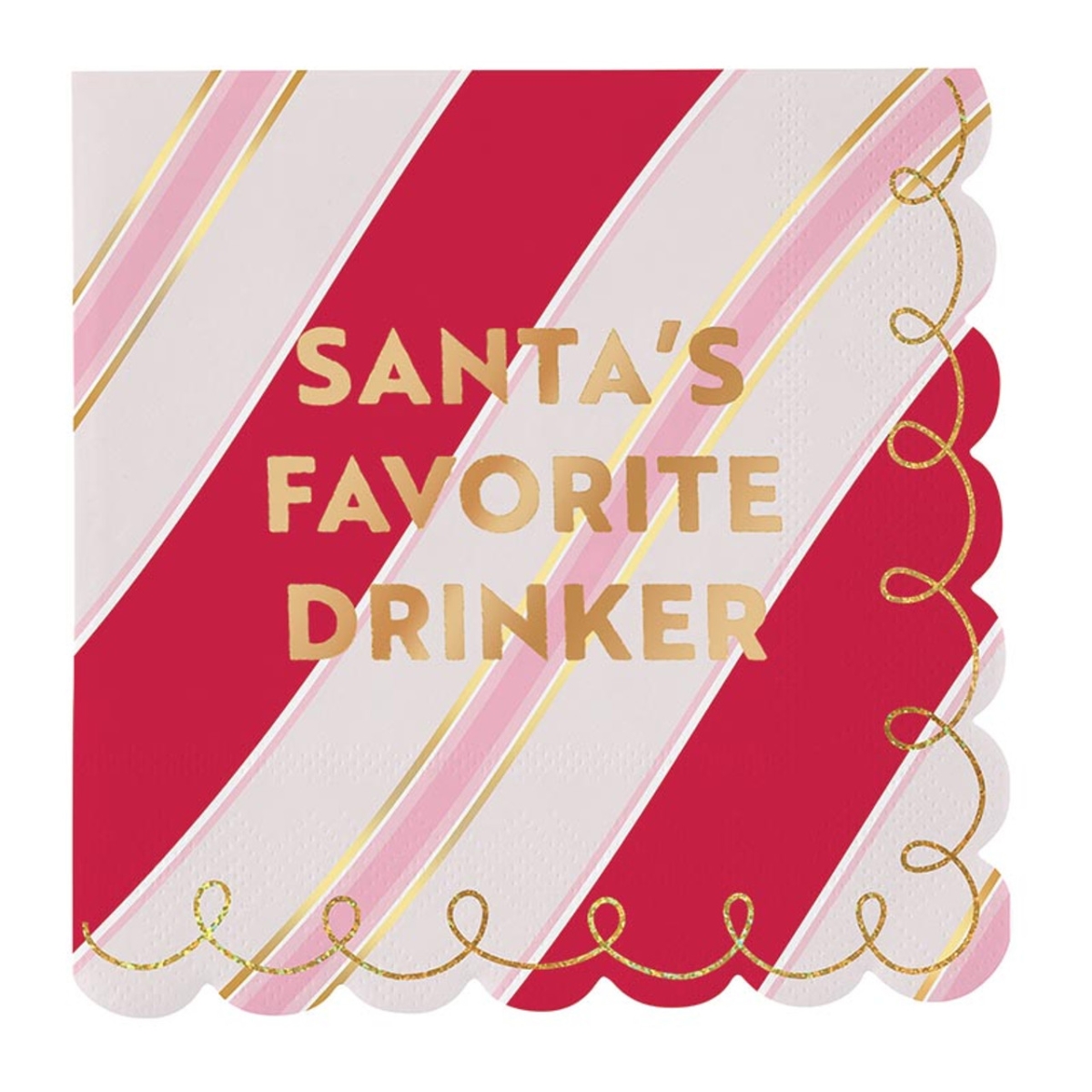 P7742 Foil Scalloped Napkins - Santas Favorite Drinker