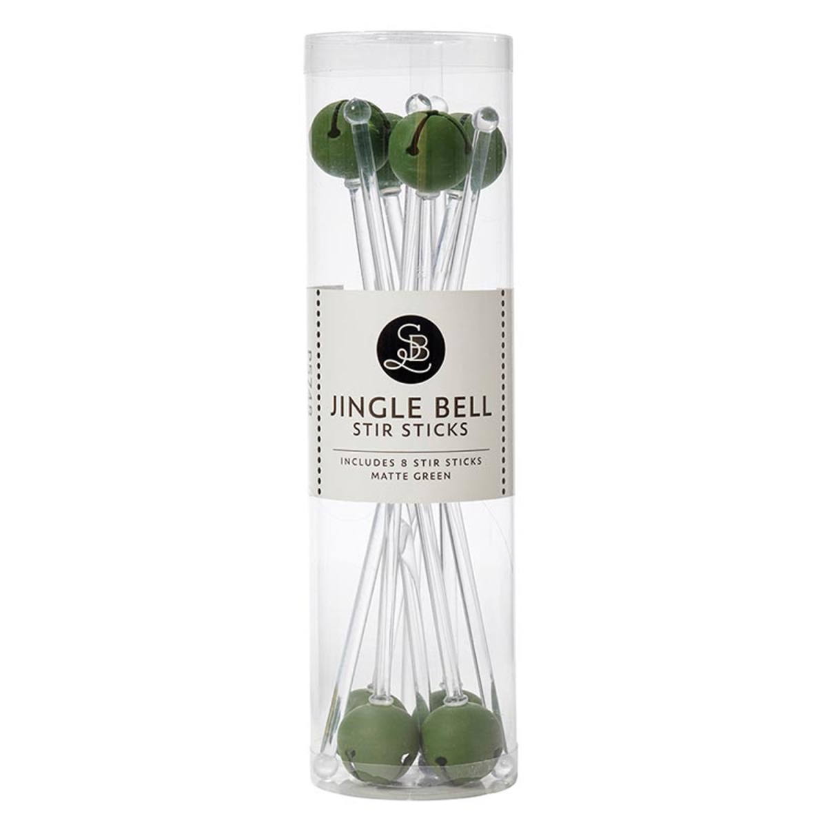 P5748 Matte Green Jingle Bell Stir Sticks