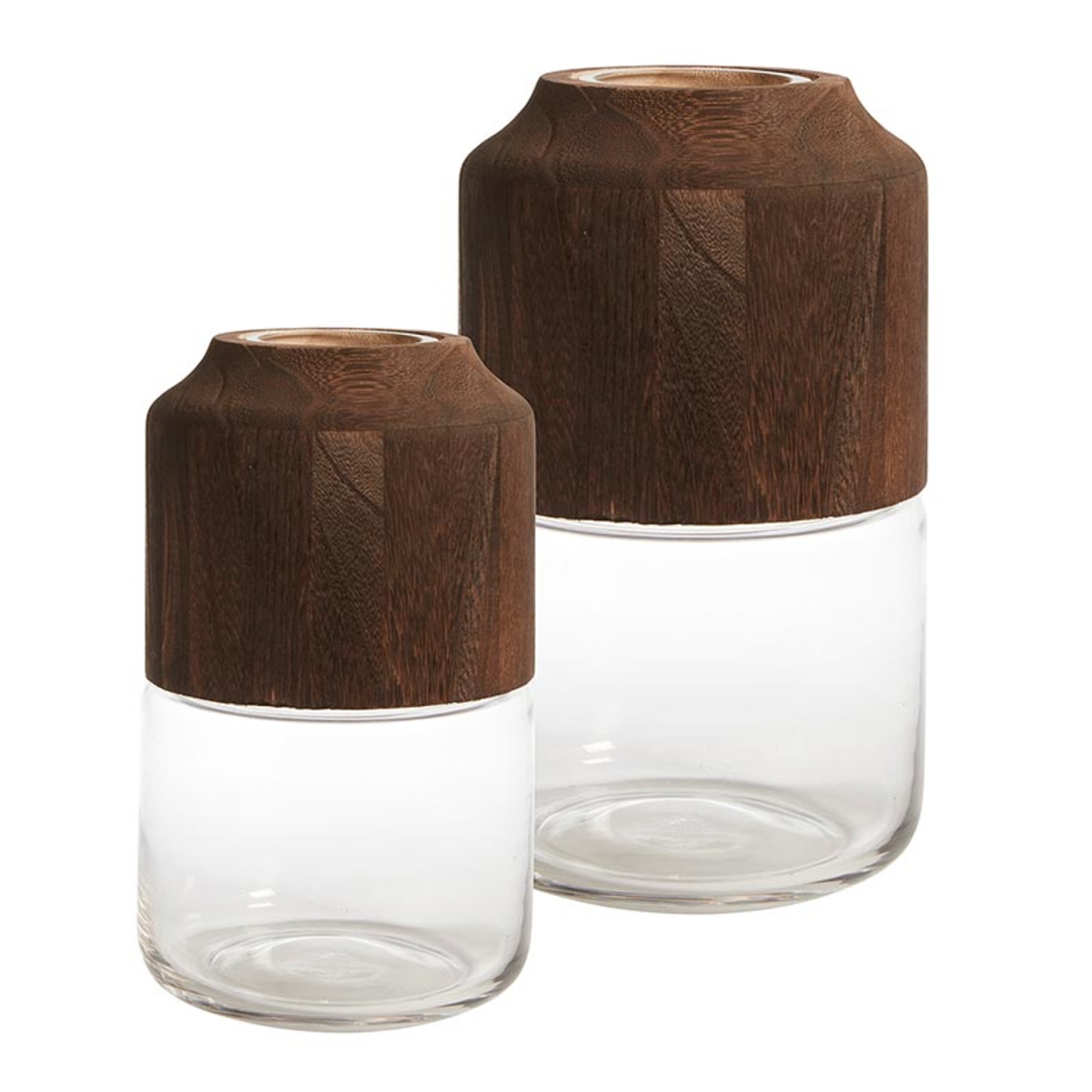 Picture of 47th & Main DMR930 Wood Accent Glass Vases&#44; Set of 2