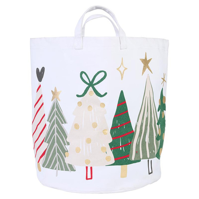 P6569 18 x 20 in. Large Canvas Storage Tote - Assorted Christmas Trees