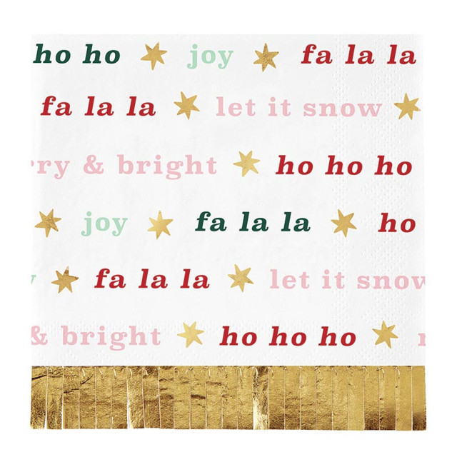P7707 Foil Fringe Napkins - Christmas