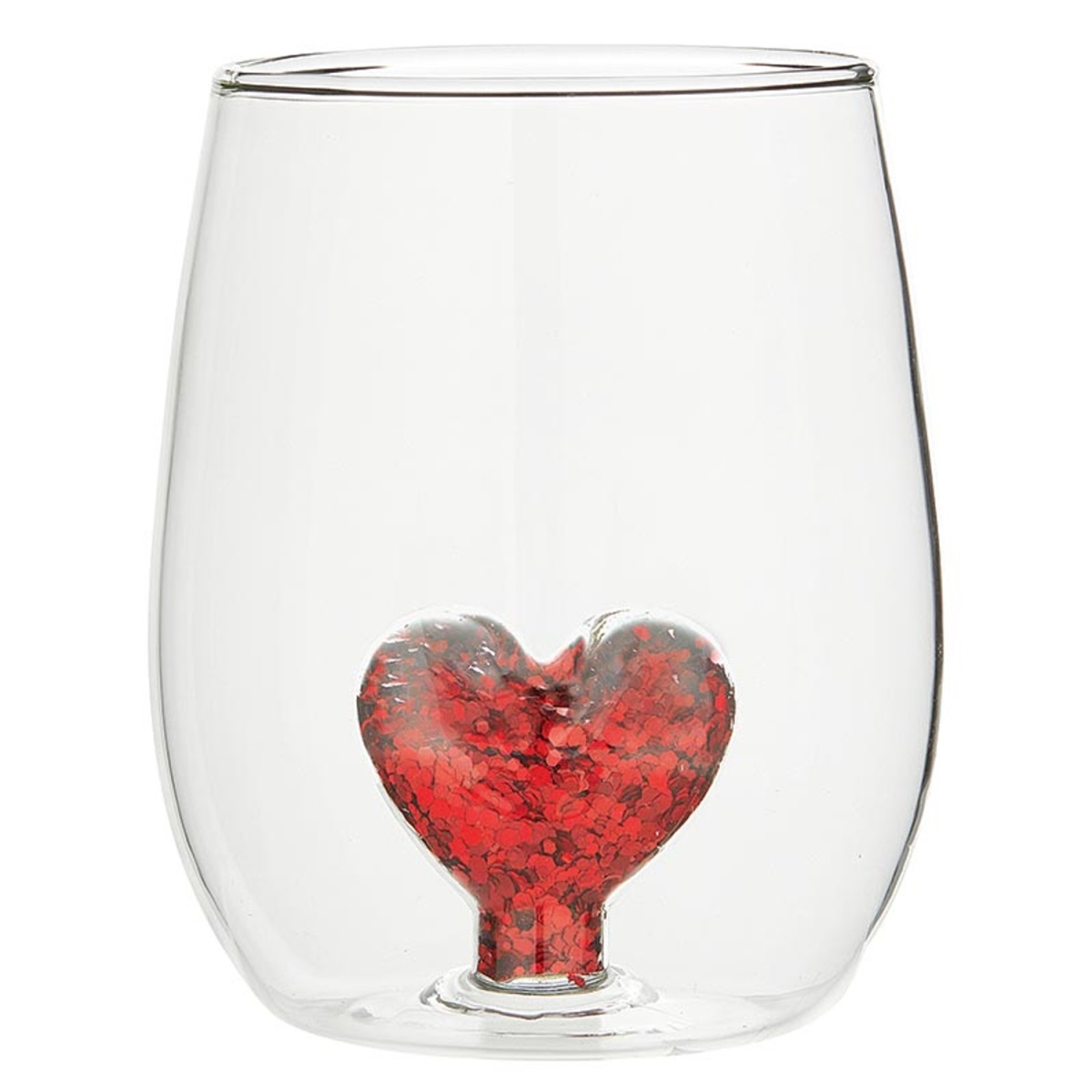 Picture of Slant P7801 16 oz Figurine Wine Glass - Glitter Heart