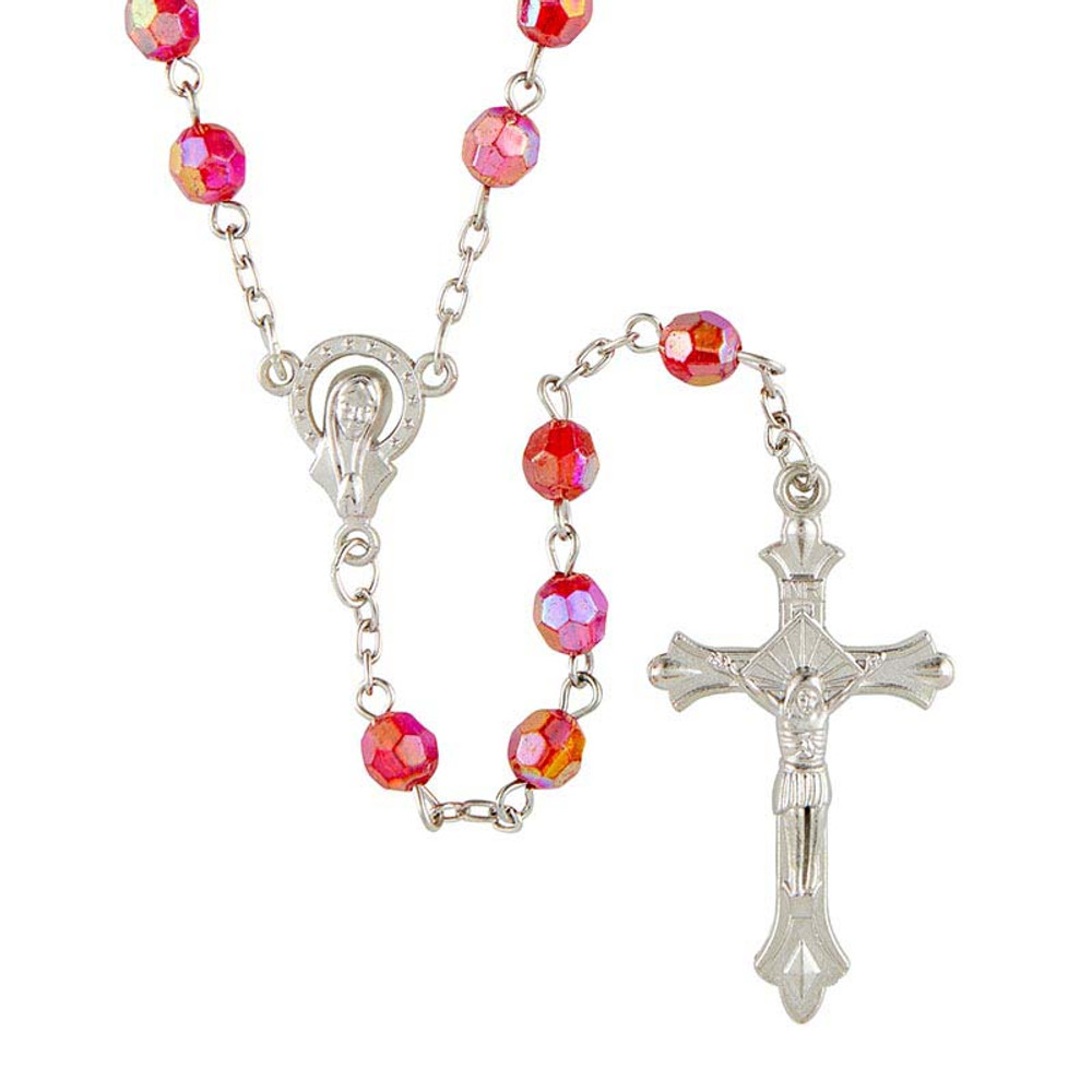 BK-12186 Acrylic Bead Rosary - Red