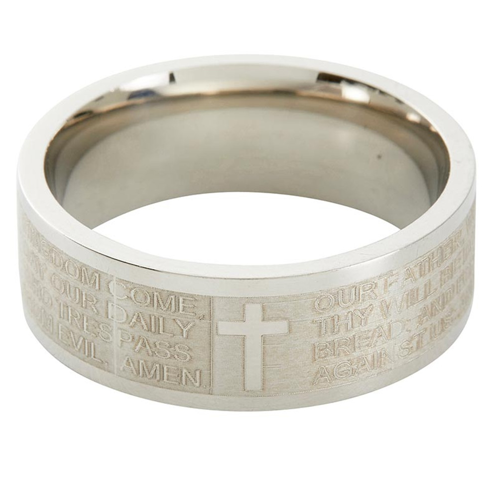 BK-12222 Our Father Stainless Steel Lasered Ring