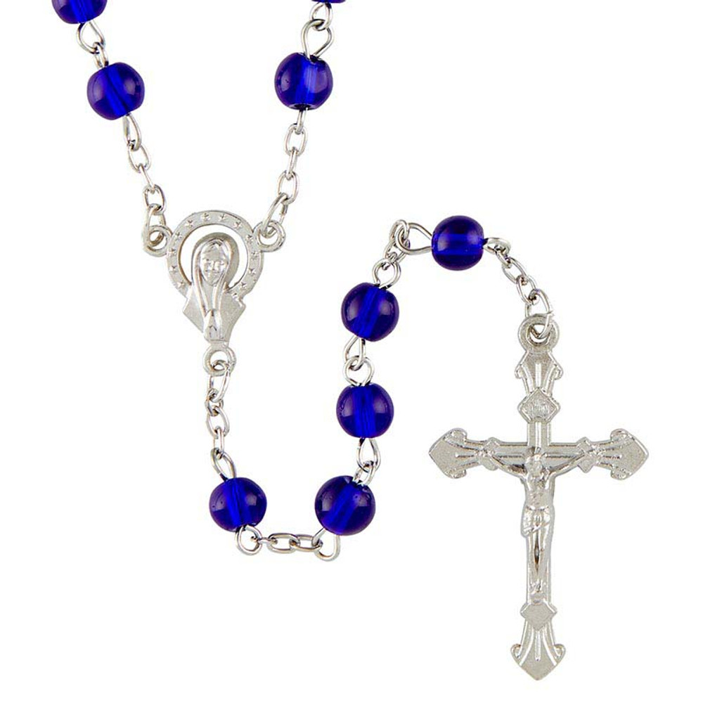 BK-12191 Glass Bead Rosary - Dark Blue