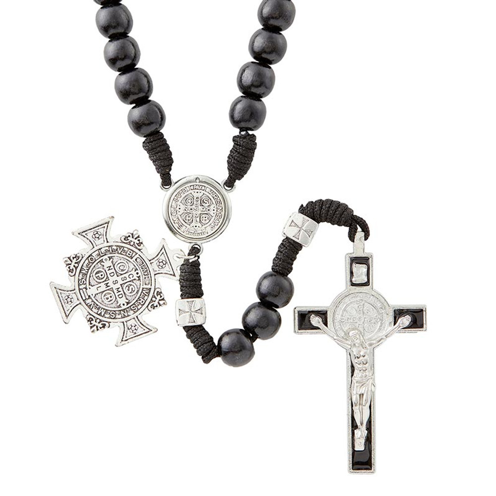 BK-12843 St. Benedict Paracord Rosary - Black