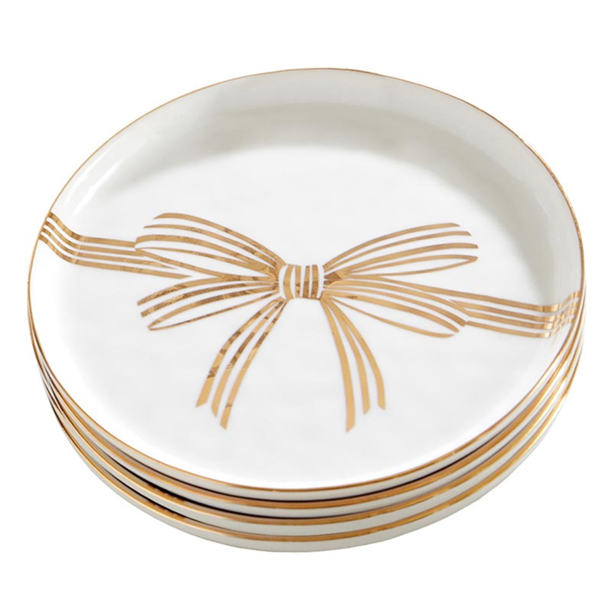 N6015 Appetizer Plates, Gold Bow - Set of 4