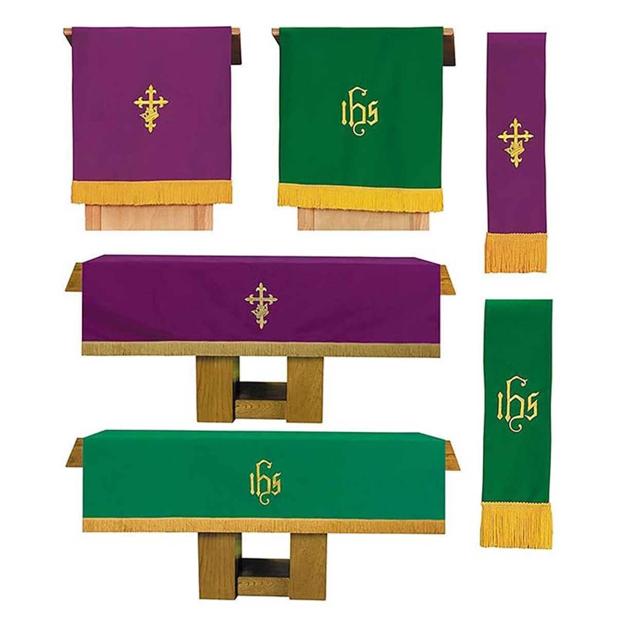 N7974SET 72 x 52 in. Purple & Green Reversible Parament Set - 3 Piece