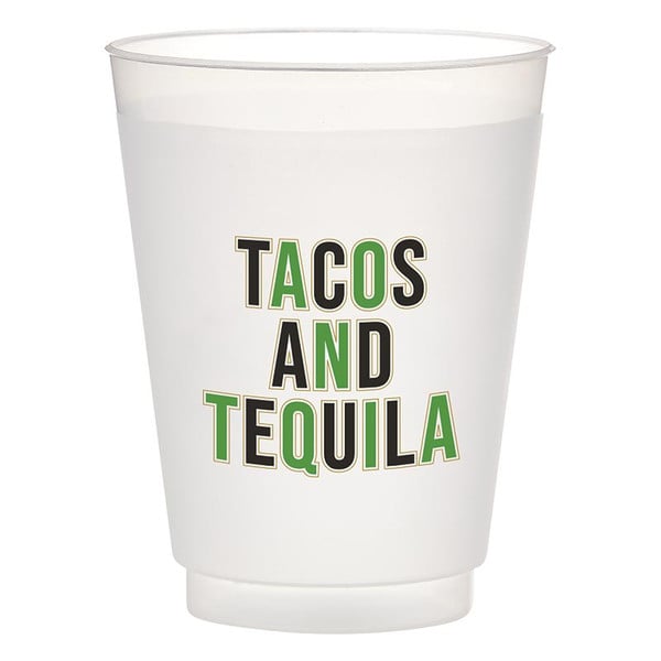 P2177 16 oz Frost Cups - Tacos & Tequila - Pack of 8