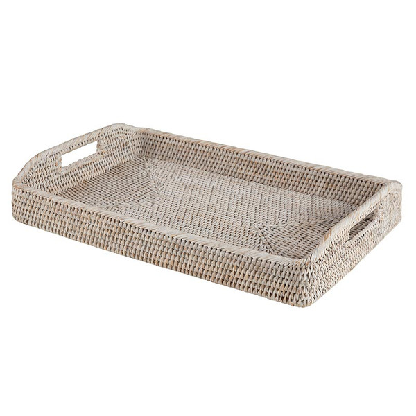 Picture of 47th & Main DMR755 19 x 13 x 1.5 in. Woven Rattan Basket Morning Serving Tray Home Decor for Table&#44; Whitewash - Large