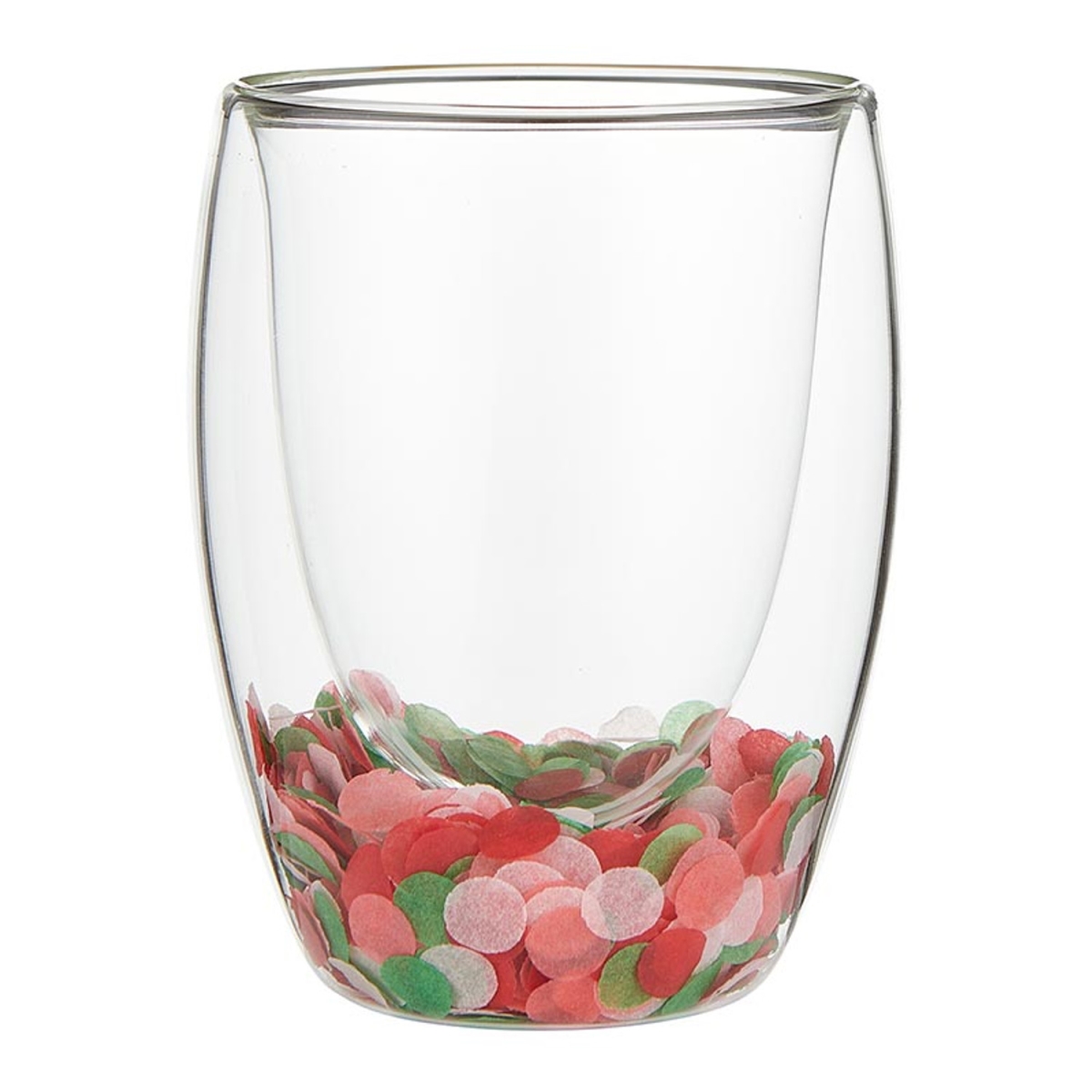 10-04859-700 10 oz Double-Wall Stemless Wine Glass - Pink - Red & Green