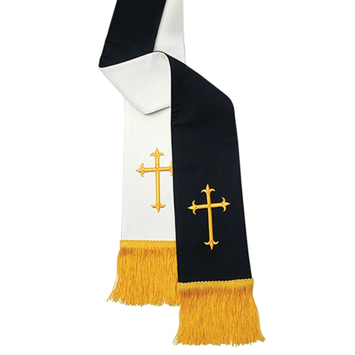 11728MR Oxford Black & White Reversible Cross Pulpit Stole