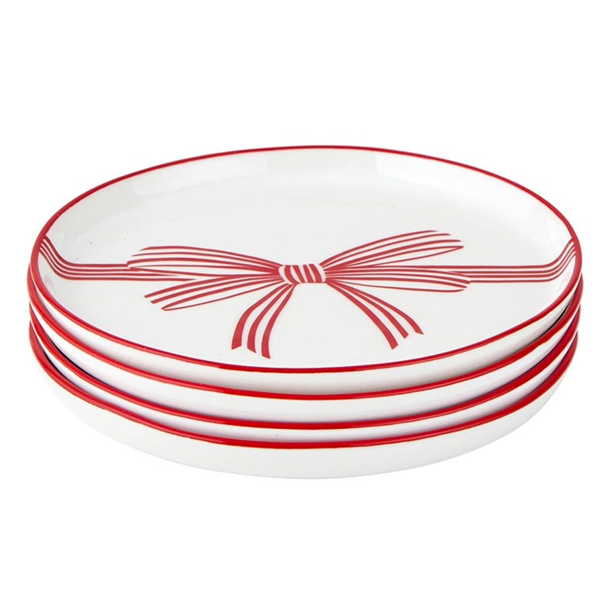 N6252 Appetizer Plates - Red Bow - Set of 4