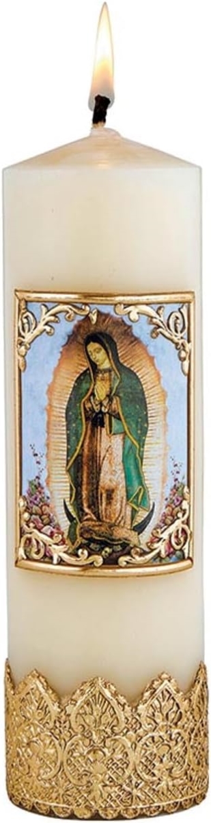 Picture of Will & Baumer N7394 Hand Decorated Devotional Candle&#44; Our Lady of Guadalupe