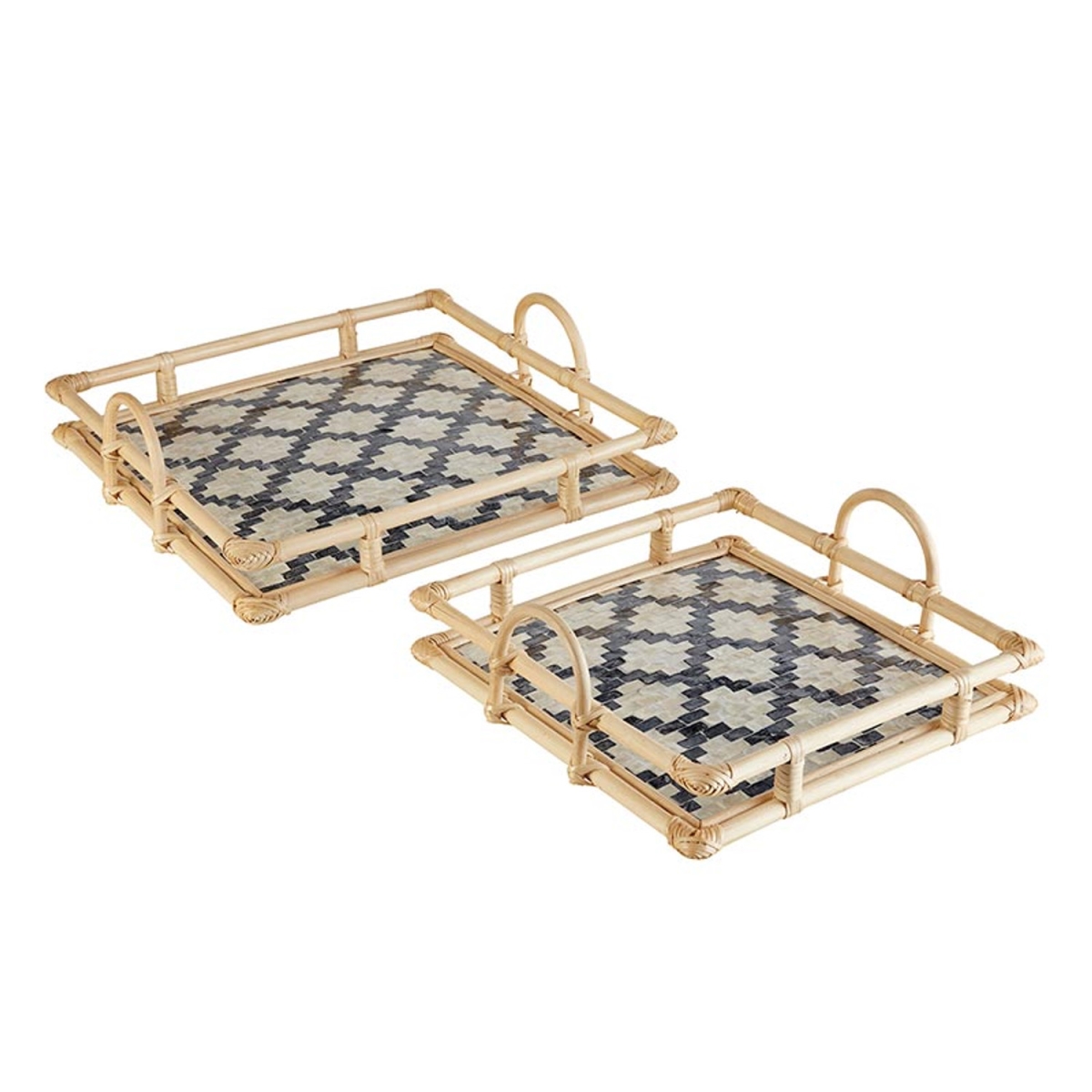 Picture of 47th & Main DMR869 Inlaid Rattan Trays&#44; Set of 2