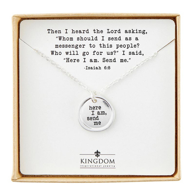 Picture of CB Gift P7381 20 in. Stamp Pendant Necklace - Here I Am&#44; Silver
