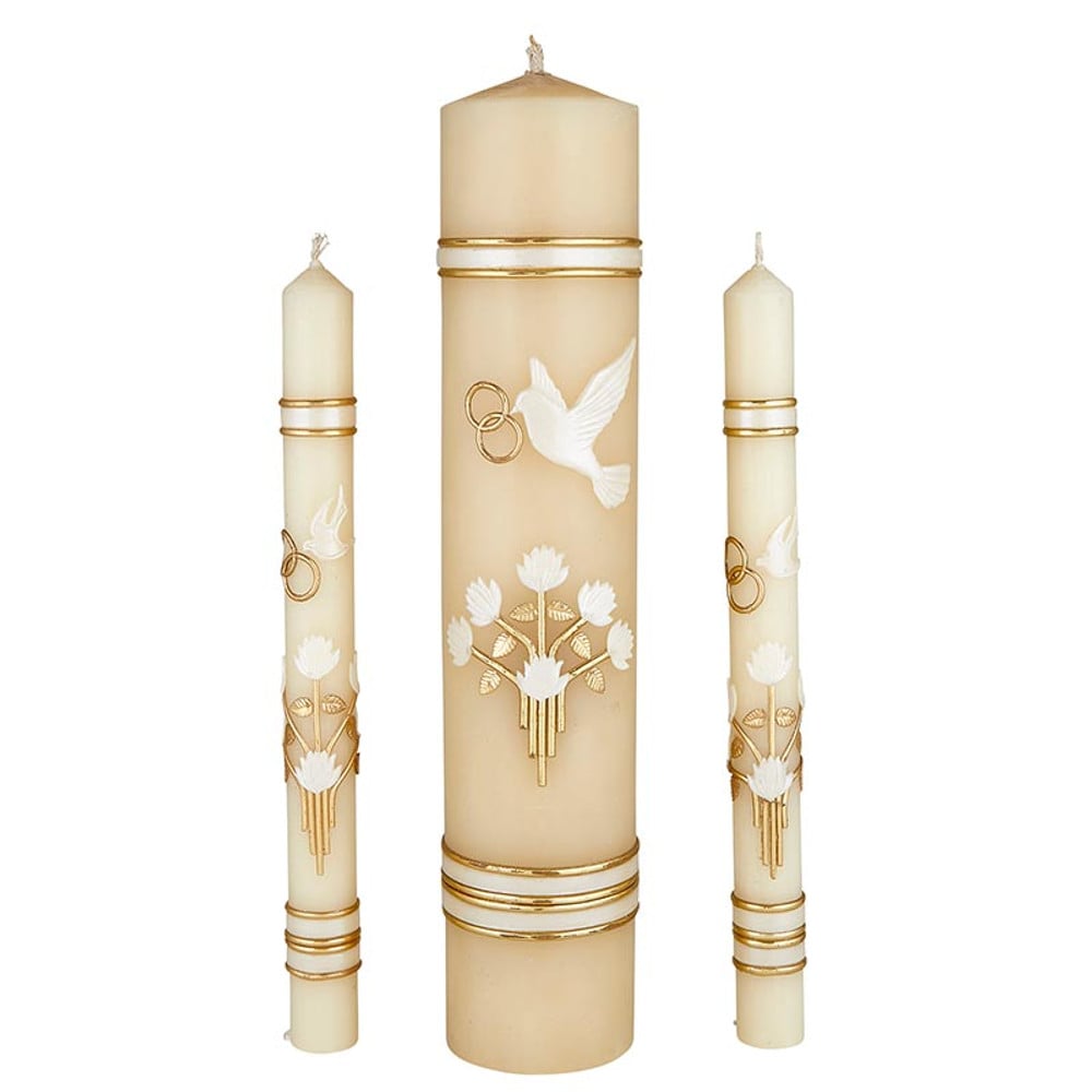 Picture of Will & Baumer J6717 Wedding Candle Set - Dove & Ring