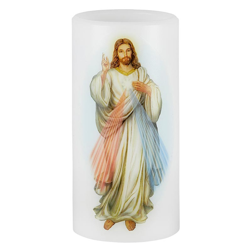 L1344 LED Wax Devotional Candle - Divine Mercy